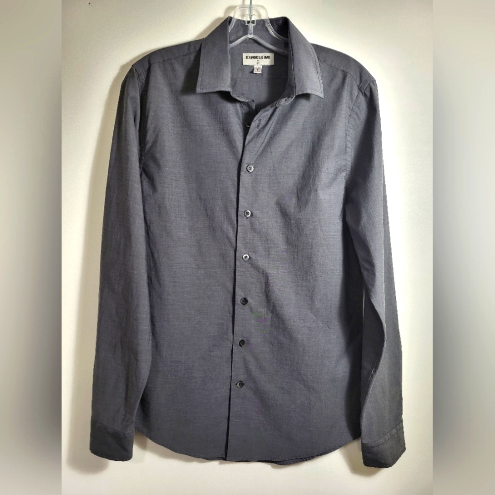 Express IMX gray button down shirt men's 14 1/2 #2328